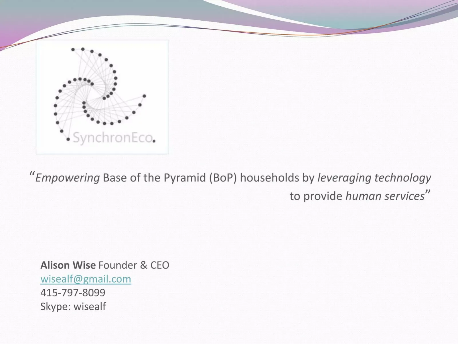 SynchronEco pitch deck slide