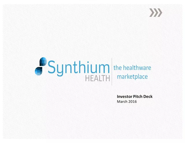 Synthium Health pitch deck cover