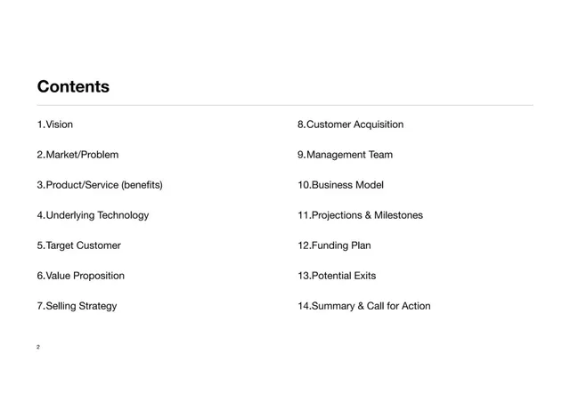 Agenda / contents slide 2 from TaxiCall