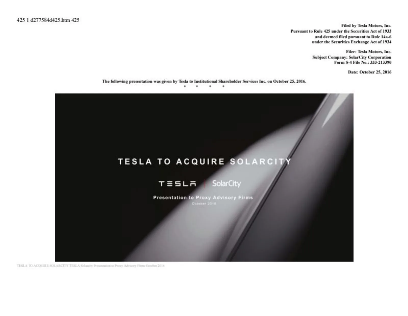 Tesla × SolarCity Acquisition pitch deck slide