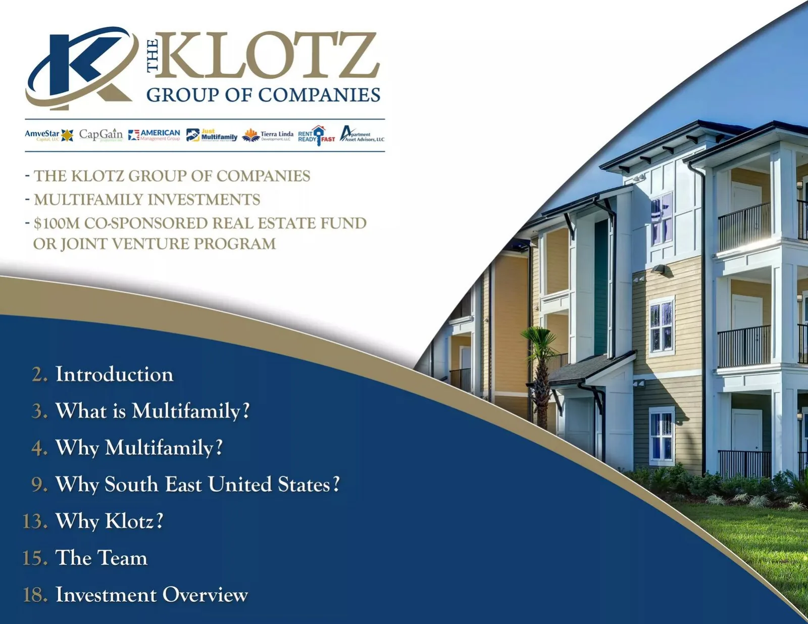 The Klotz Group of Companies LLC pitch deck slide