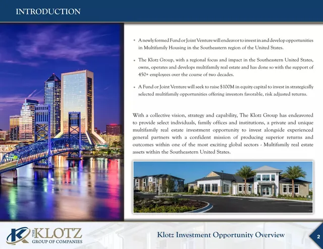 Company overview slide 2 from The Klotz Group of Companies LLC