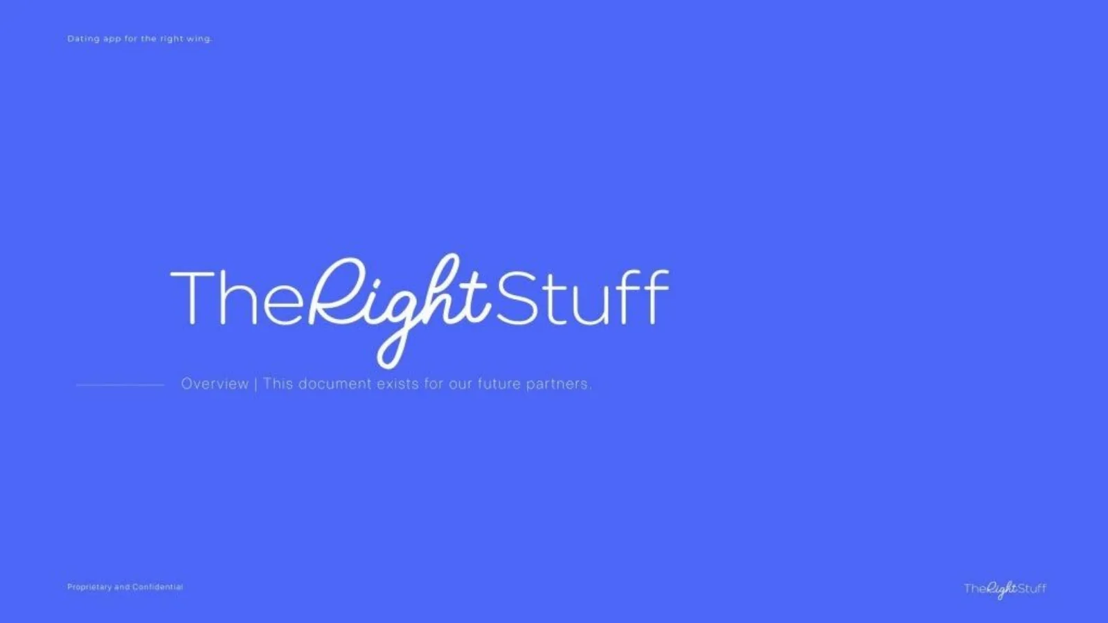 The Right Stuff pitch deck slide