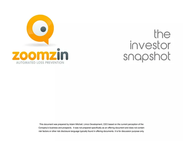 Zoomzin pitch deck cover