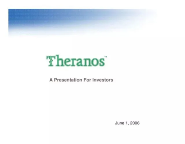 Theranos pitch deck cover