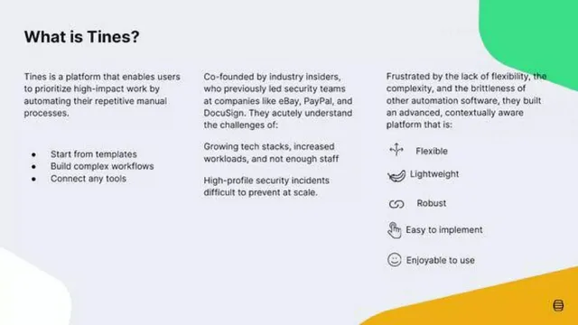 Product / solution slide 2 from Tines
