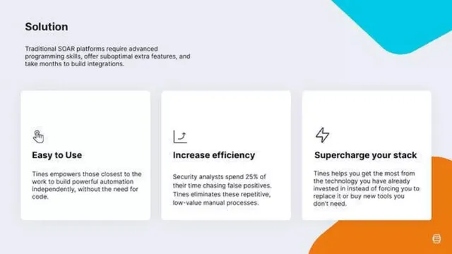 Product / solution slide 5 from Tines