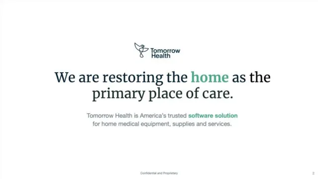 Product / solution slide 2 from Tomorrow Health