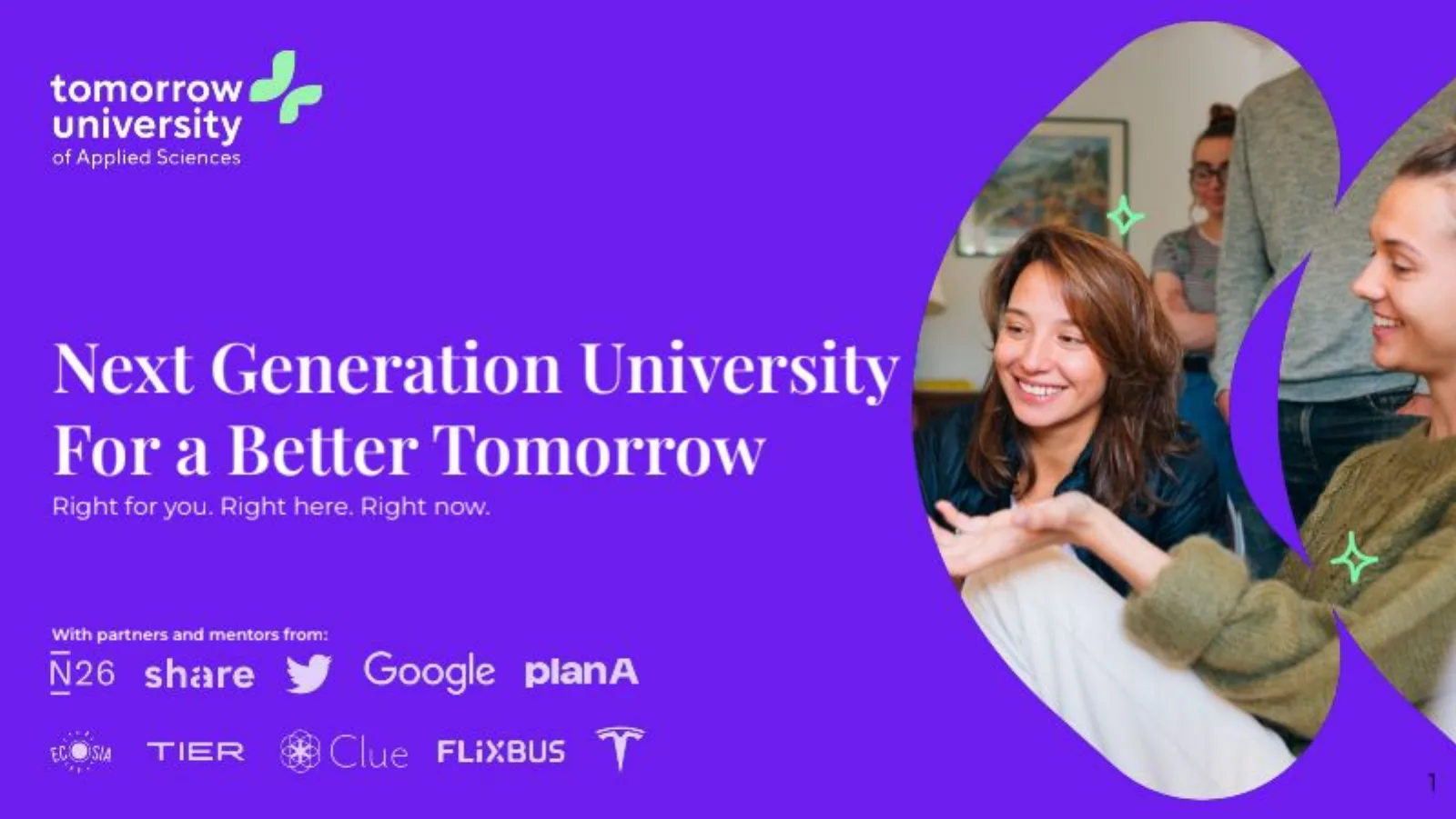 Tomorrow University of Applied Sciences pitch deck slide