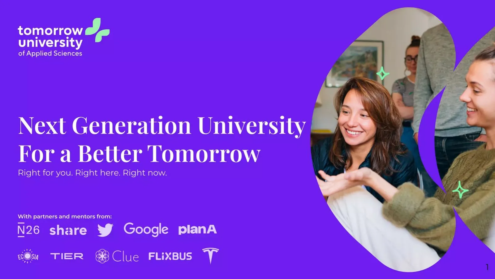 Tomorrow University of Applied Sciences pitch deck slide