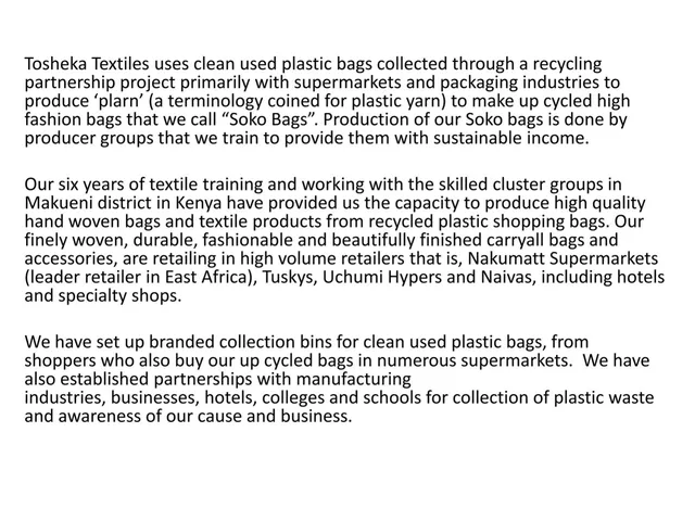 Product / solution slide 5 from Tosheka Textiles