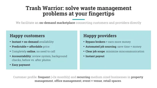 Product / solution slide 6 from Trash Warrior