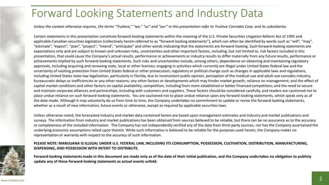 Disclaimer slide 2 from Trulieve