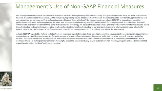 Financials slide 3 from Trulieve