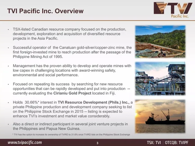 Company overview slide 3 from TVI Pacific
