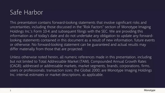 Disclaimer slide 2 from Monotype