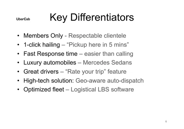 Product / solution slide 6 from Uber