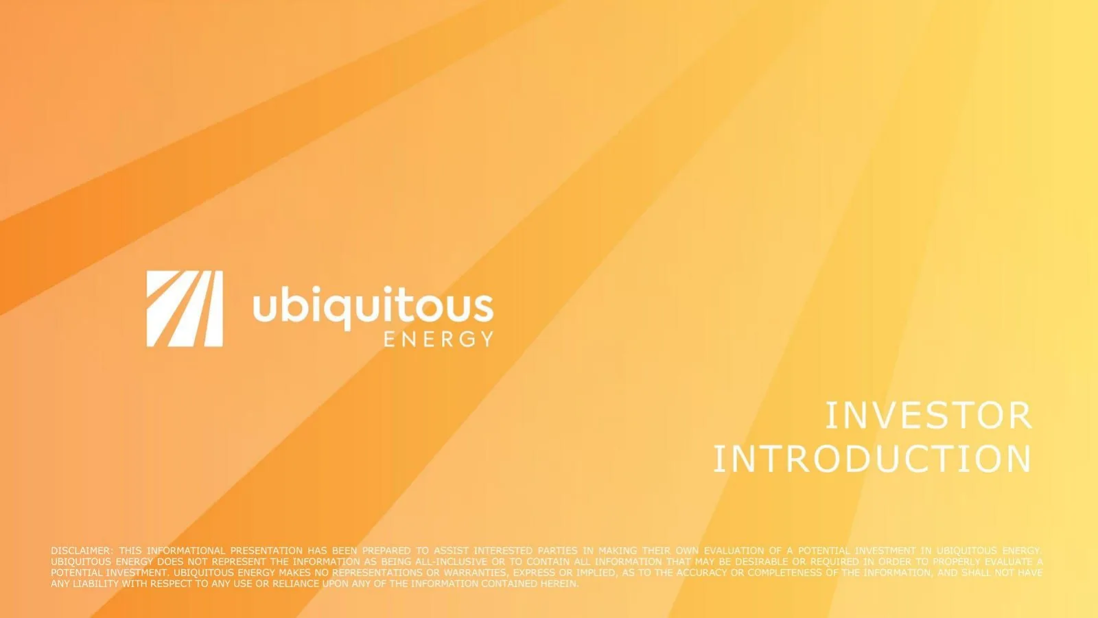 Ubiquitous Energy pitch deck slide