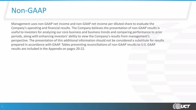 Disclaimer slide 3 from UCT (Ultra Clean Holdings)