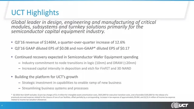 Financials slide 4 from UCT (Ultra Clean Holdings)