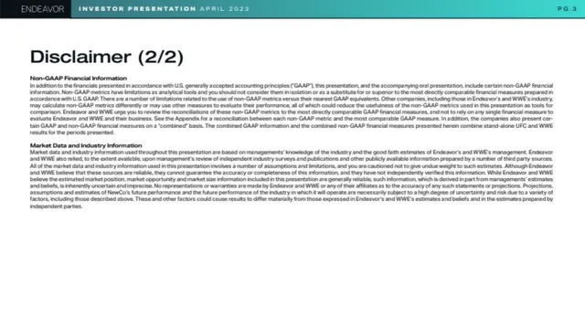 Disclaimer slide 3 from UFC × WWE Merger