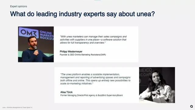 Reviews / testimonials / feedback slide 8 from Unea