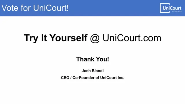 Thank you slide 6 from UniCourt