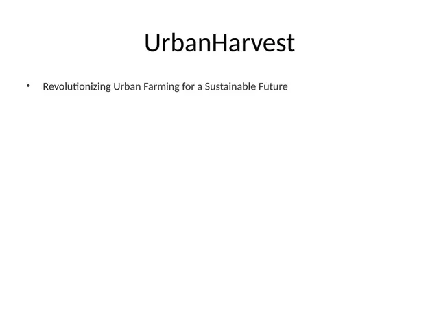 UrbanHarvest pitch deck cover
