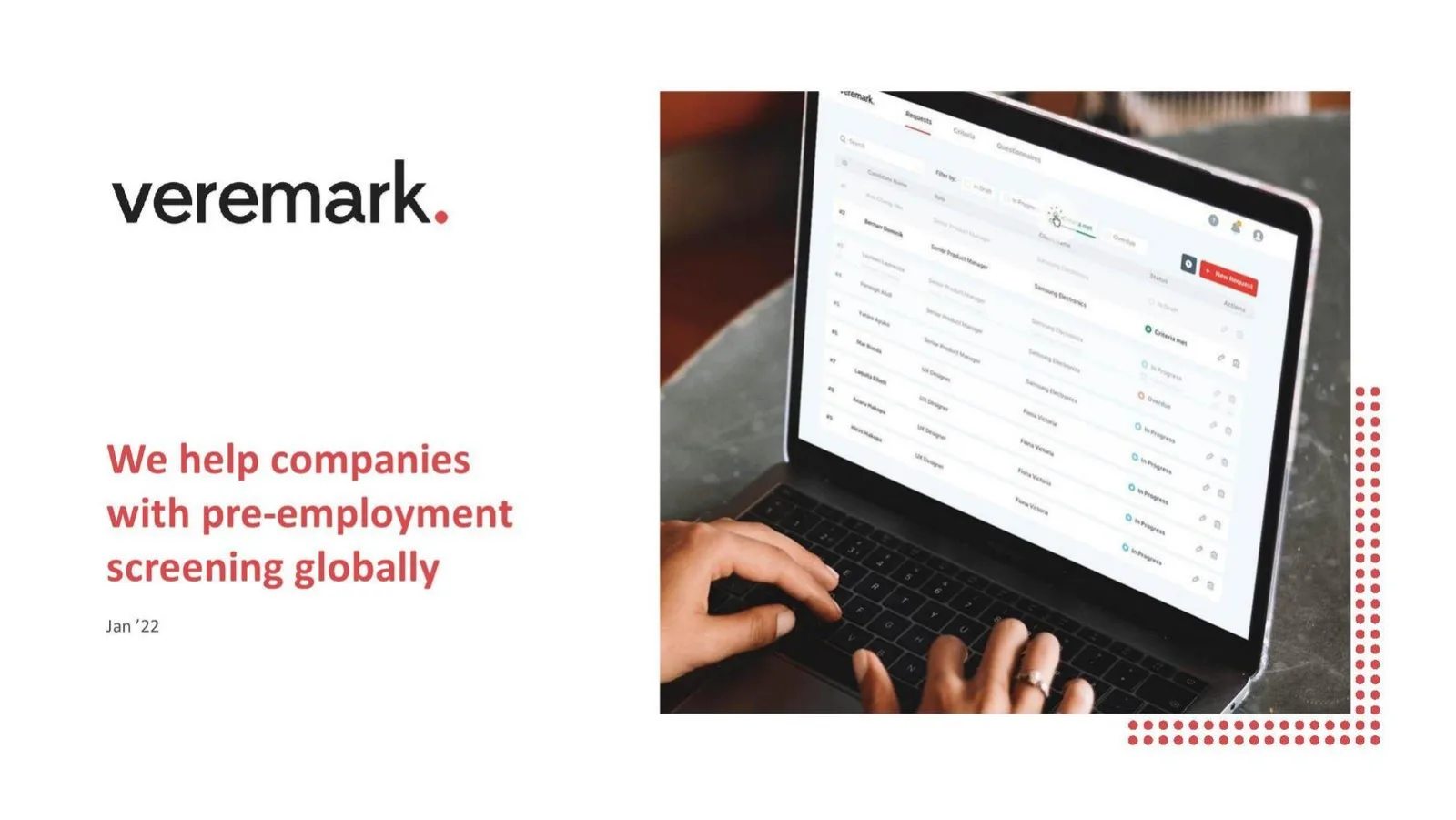 Veremark pitch deck slide
