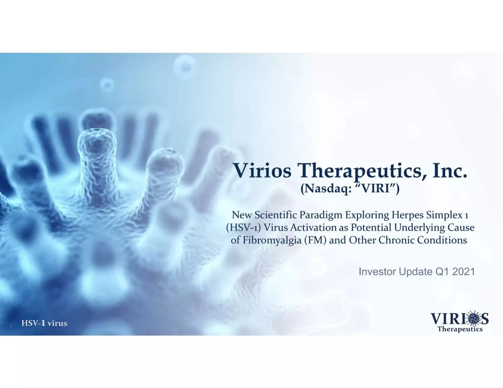 Virios Therapeutics, Inc. pitch deck slide