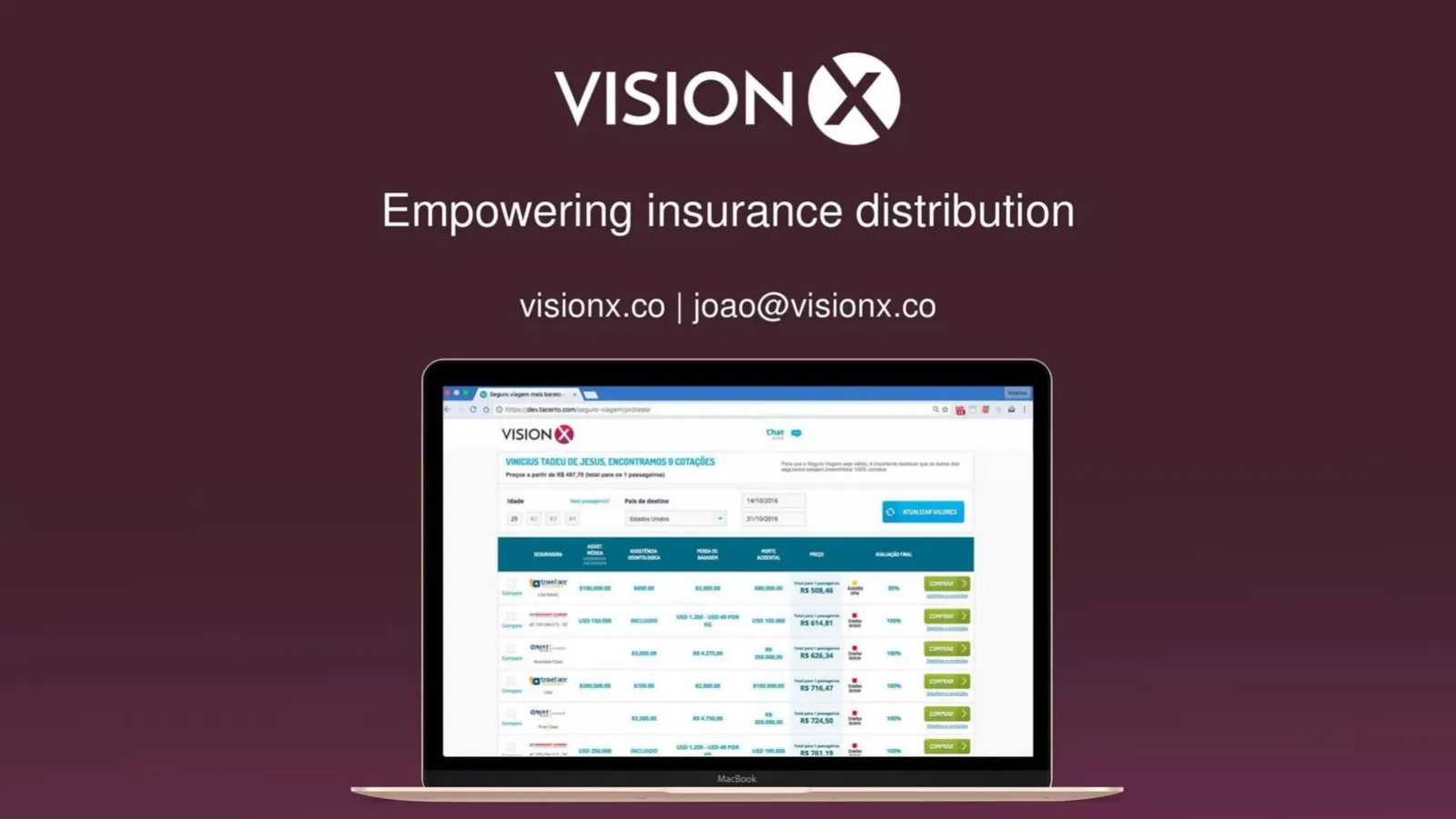 VisionX pitch deck slide