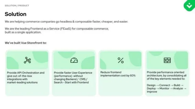 Product / solution slide 6 from Vue Storefront