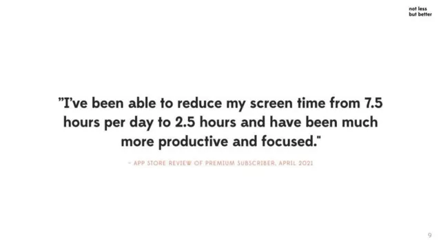 Reviews / testimonials / feedback slide 9 from Wellspent (formerly not less but better)