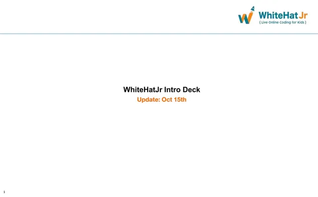 WhiteHat Junior pitch deck cover