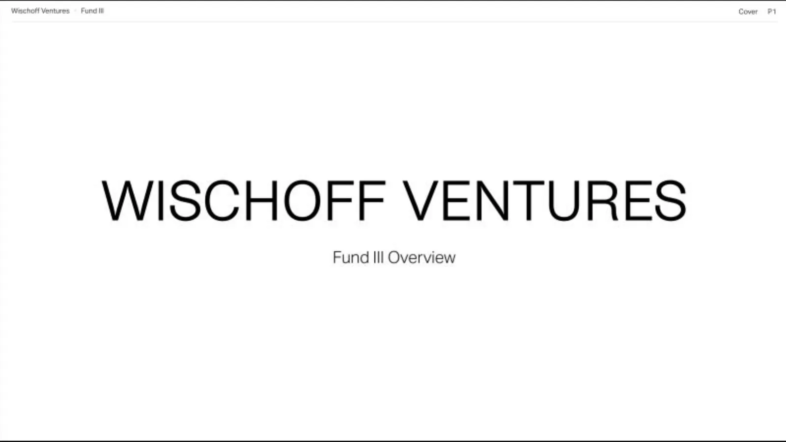 Wischoff Ventures Fund III pitch deck slide