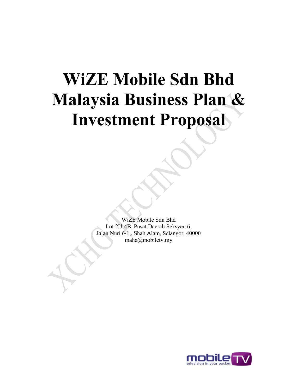 WiZE Mobile Sdn Bhd pitch deck slide