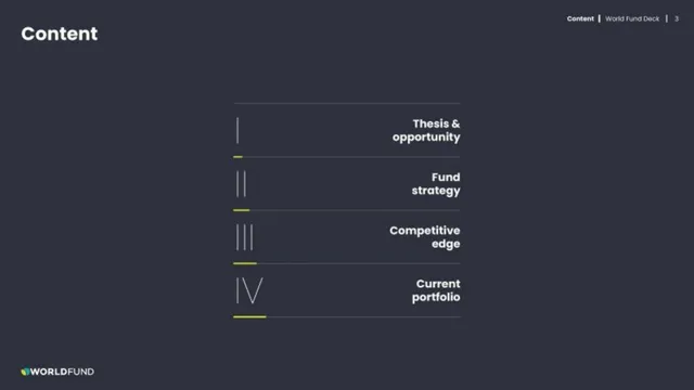 Agenda / contents slide 3 from World Fund