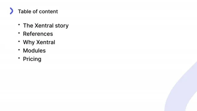 Agenda / contents slide 2 from Xentral