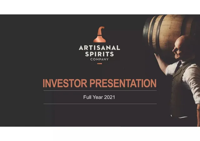 Artisanal Spirits Company pitch deck cover