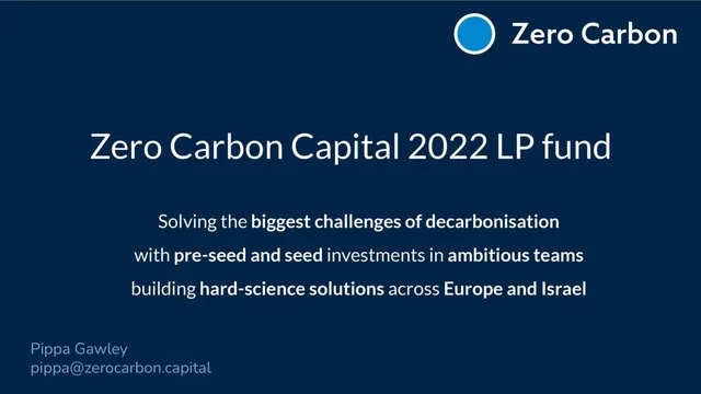 Zero Carbon Capital pitch deck cover